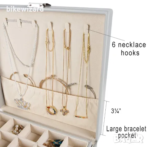 Frebeauty Органайзер за обеци и бижута 50 отделения, двуслойна кутия НОВО, снимка 4 - Други - 49868269