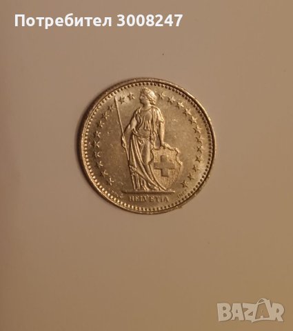 1/2 франк Швейцария 1989 г , снимка 3 - Нумизматика и бонистика - 40552147
