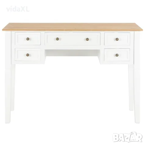 vidaXL Писалище, бяло, 109,5x45x77,5 см, дърво, снимка 2 - Бюра - 56146506