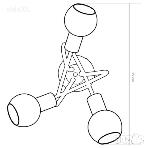 vidaXL Полилей с керамични кръгли абажури, за 3 крушки Е14, бели, снимка 8 - Лампи за таван - 56146641
