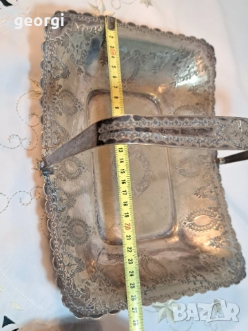 Стара английска посребрена фруктиера поднос 28/4, снимка 11 - Антикварни и старинни предмети - 51942237