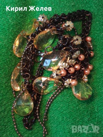 СКЪПОЦЕННА РЕТРО АРТ НУВО ОГЪРЛИЦА  ГОЛЕМИ ФАСЕТИРАНИ БОХЕМСКИ КРИСТАЛНИ ВИСУЛКИ 27122