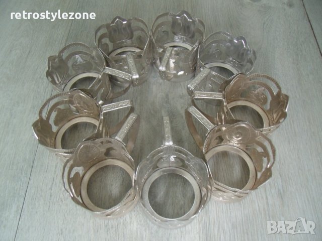 № 7069 девет броя стари руски метални / алуминиеви подстакани   - соц.период / СССР /, снимка 4 - Други ценни предмети - 41511569