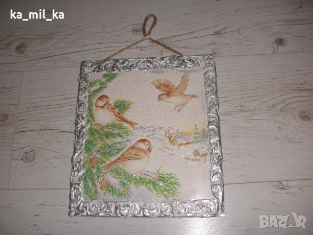 Картина-Врабчета-зимна, снимка 4 - Картини - 56151253