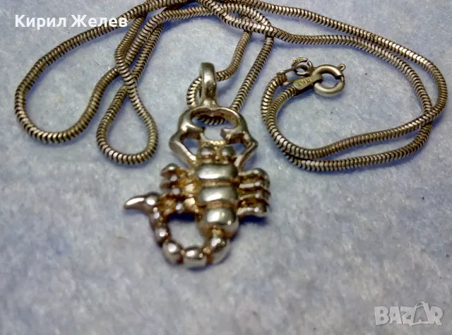 ЗОДИЯ СКОРПИОН ФИГУРАЛЕН СРЕБЪРЕН МЕДАЛЬОН с ФИНА СРЕБЪРНА ВЕРИЖКА СРЕБРО 925 ITALY 49834