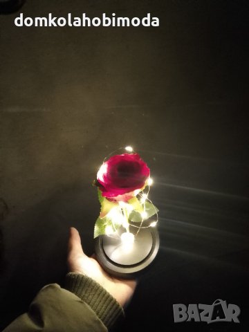 Изкуствена роза с дървена основа LED осветление. 3 ААА, снимка 3 - Изкуствени цветя - 39127953