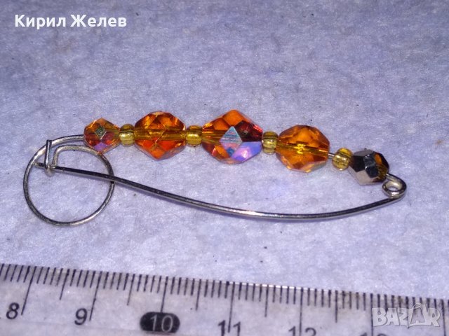 ПРЕКРАСНА СКЪПОЦЕННА РЕТРО ФИБУЛА АРТ ИГЛА БРОШКА с ИСКРЯЩИ ЮВЕЛИРНО ФАСЕТИРАНИ КАМЪНИ ЦИТРИН 37423, снимка 4 - Други - 41389382