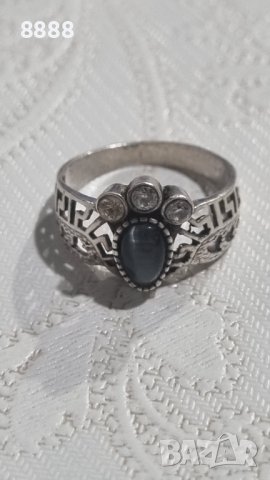 Vintage сребърен пръстен 925 с котешко око , снимка 4 - Пръстени - 44406188