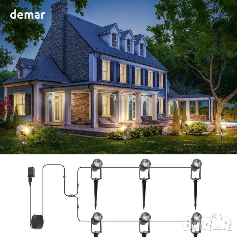 LED градинско осветление Leadleds, 23 метра, 6 х 3W, 3000K топло бяло, IP65, снимка 7 - Външни лампи - 51167619