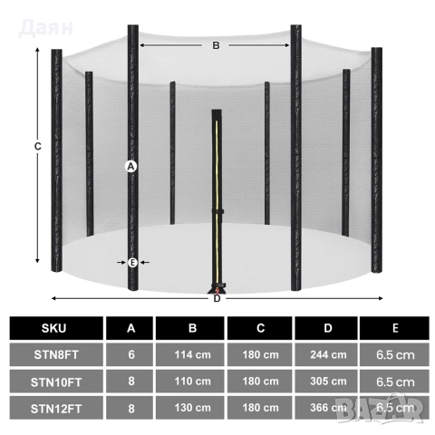 Предпазна мрежа за трамплин, батут 305см, снимка 4 - Други стоки за дома - 51809861