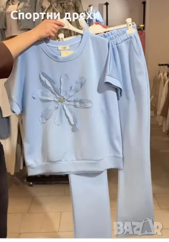 прекрасни дамски италиански комплекти с цвете с камъчета,джобове на долницата,няколко цвята, снимка 8 - Спортни екипи - 49637067