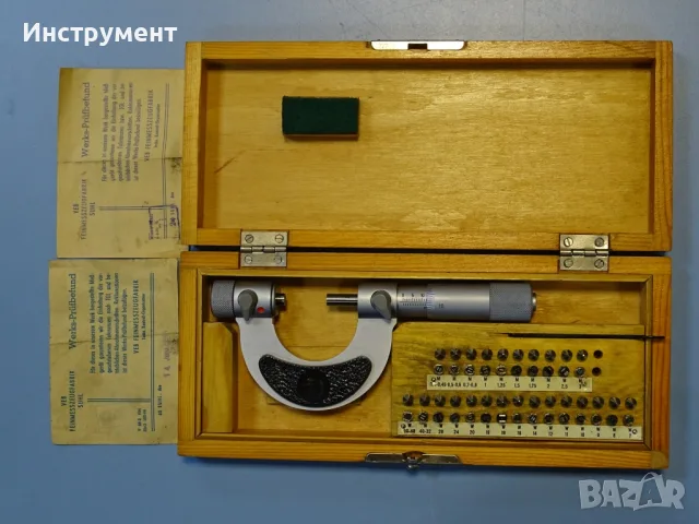 Микрометричен резбомер DDR VEB Suhl M-W Thread Мicrometer 0-25mm, снимка 2 - Други инструменти - 55751498