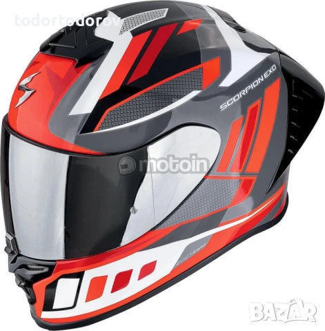 Мото каска SCORPION EXO-R1 EVO II Air VITAL Gray-Red-White L 59-60см., снимка 1