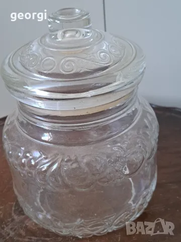 стар италиански буркан от релефно стъкло  5/2, снимка 2 - Други ценни предмети - 49081585