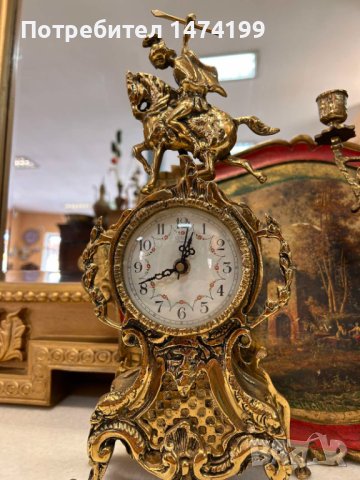 месингов часовник и свещник-Испания, снимка 3 - Антикварни и старинни предмети - 44498037