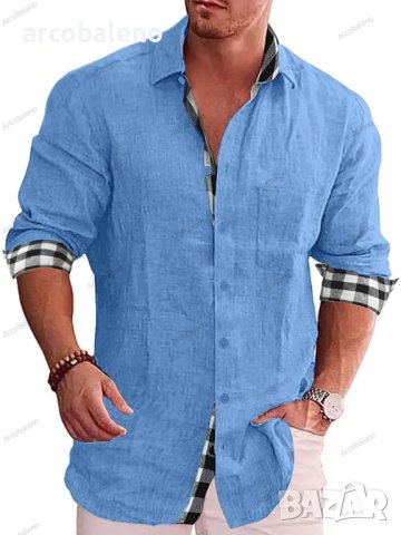 Мъжка карирана риза с дълъг ръкав. Големи размери, 10цвята, снимка 7 - Ризи - 41243720