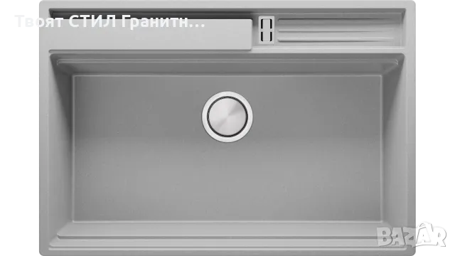 Сива кухненска мивка от гранит Осло 80 Премиум 780 x 530 мм, снимка 4 - Мивки - 47714211