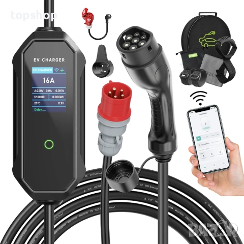 Чисто нов комплект кабели AFYEEV, Зарядно устройство тип 2 за електрически автомобили, 11kW 8-16A...