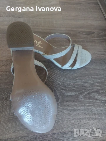 Стилни чехли на дебел ток, естествена кожа , снимка 4 - Чехли - 50905936