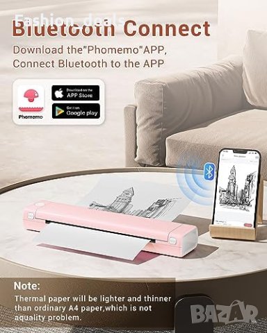 Нов Преносим термичен A4 принтер Phomemo M08F Bluetooth без мастило за лаптоп и смартфон, снимка 2 - Друга електроника - 42517577