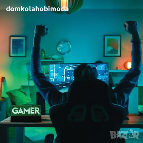 Светеща табела Gamer, 18х3х12см, с 3 AA батерии , снимка 3 - Аксесоари - 39230236