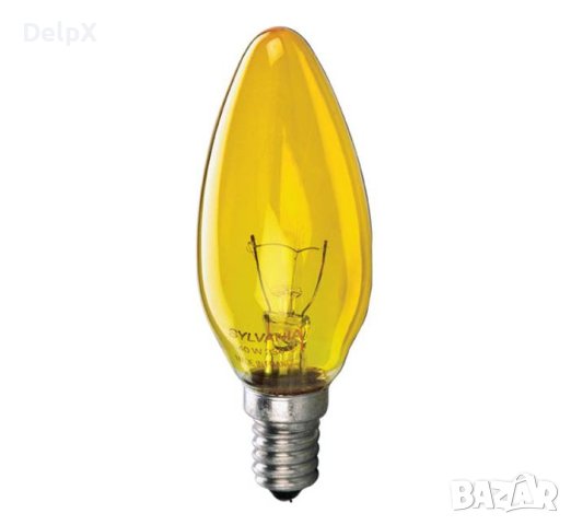Лампа свещ, жълта, цокъл E14, 220V, 40W, снимка 1 - Крушки - 42342070