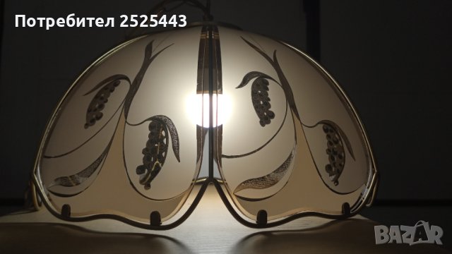 Абажур (Полилей) метален със 7 стъкла и Нова LED крушка Е27 9W 4000K, снимка 2 - Лампи за таван - 41704119