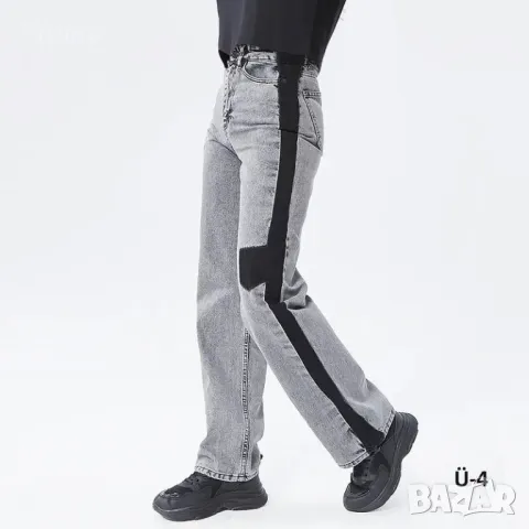 Ефектни дънки с протрит ефект в сиво, деним , снимка 2 - Дънки - 48762131