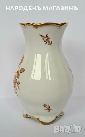 1948 г. JLMENAU - Старинен немски порцелан ваза порцеланова цветя злато, снимка 3 - Други ценни предмети - 53608976
