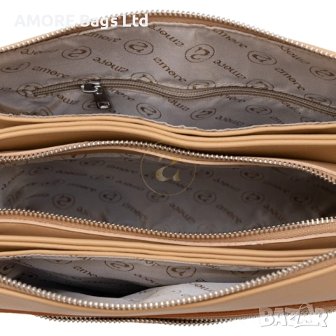 Ежедневна дамска чанта AMORE Ludovica - Pudra & Tan, снимка 4 - Чанти - 53584304