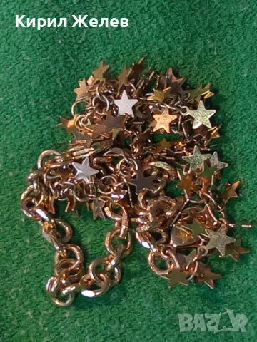 СТИЛНА ПОЗЛАТЕНА МЕДНА ДВОЙНА ГРИВНА със ЗВЕЗДИЧКИ 47368, снимка 12 - Гривни - 47111734