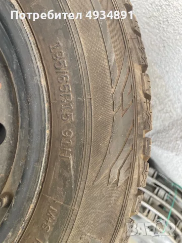 4 броя метални джанти 15" 5х100 от Toyota Avensis T22 със зимни гуми Rosava Snowgard 195/65, снимка 5 - Гуми и джанти - 55880575