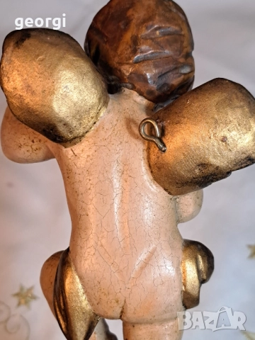 стара дървена статуетка на ангел херувим 29/3, снимка 4 - Декорация за дома - 52343127