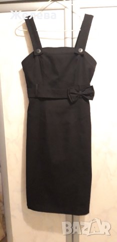 Дамска черна рокля с презрамки, снимка 1