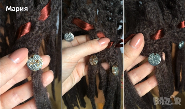 S / M / L Ново Дамско Марково Пончо Isla Ibiza Bonita Плетено Кафяво с ресни, снимка 18 - Блузи с дълъг ръкав и пуловери - 51822349