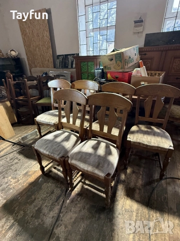 Масивна дъбова маса със столове - Рустик стил, снимка 5 - Маси - 52835147