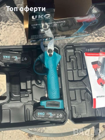 Акумулаторна ножица за клони UKC 8500 – 68V, 2 батерии, 25 мм рязане, 42 мм отваряне, ключ и зарядно, снимка 3 - Други инструменти - 51176513