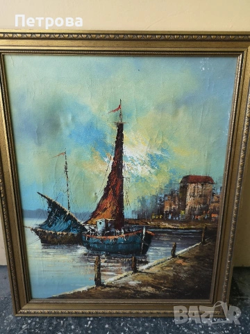 Стара маслена картина. , снимка 2 - Антикварни и старинни предмети - 53705240