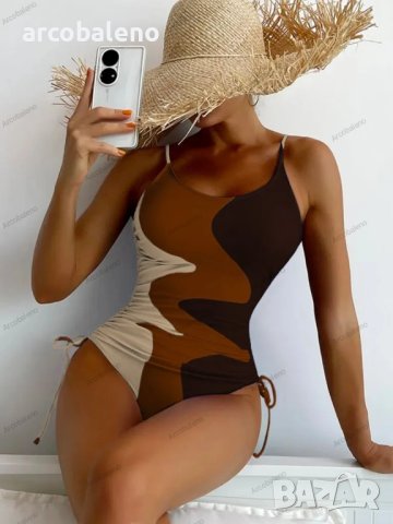 Дамски цял бански костюм с шнурове Colorblock, 4цвята , снимка 14 - Бански костюми - 41472280