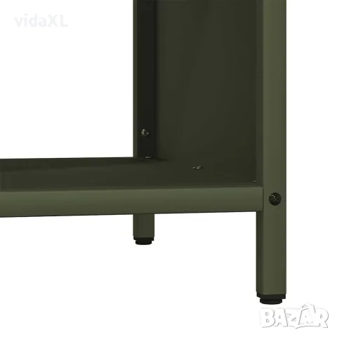 vidaXL Стойка за дърва за огрев с дървена горна част маслиненозелена, снимка 9 - Дърва за огрев - 56148317
