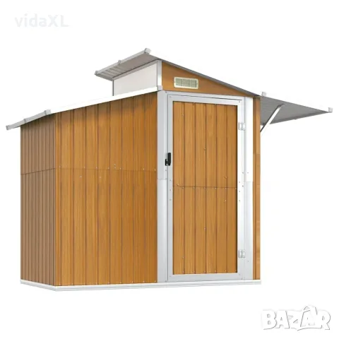 vidaXL Градинска барака кафява 270x130x208,5 см поцинкована стомана（SKU: 316245）