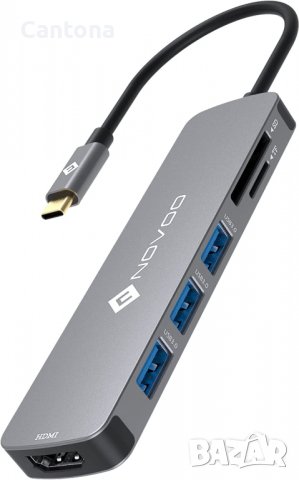 NOVOO  USB C Hub 6 в 1 USB-C към 4K HDMI, 3хUSB 3.0, SD/TF четец на карти