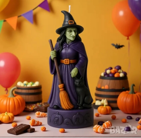 Молд вещица с метла, снимка 3 - Форми - 51955534