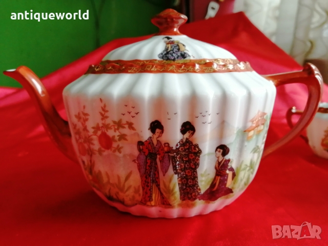 Китайски Костен Порцелан Комплект за Чай ,Маркиран!, снимка 4 - Антикварни и старинни предмети - 36062441