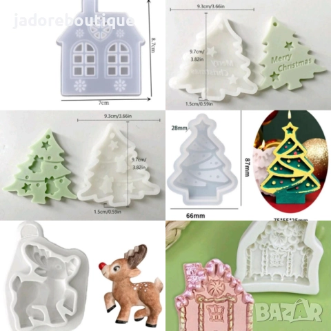 Силиконов молд различни видове Коледни елхи/ къщички/ животни