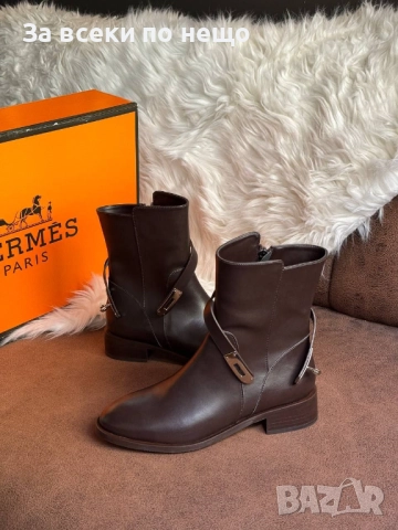 Hermes Дамски Кафеви Кожени Боти Хермес Код E821