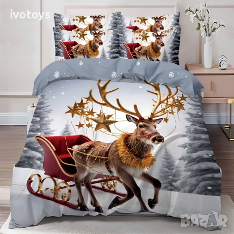 Двулицево коледно спално бельо (Реално изображение), 6 части - Модел WS17131