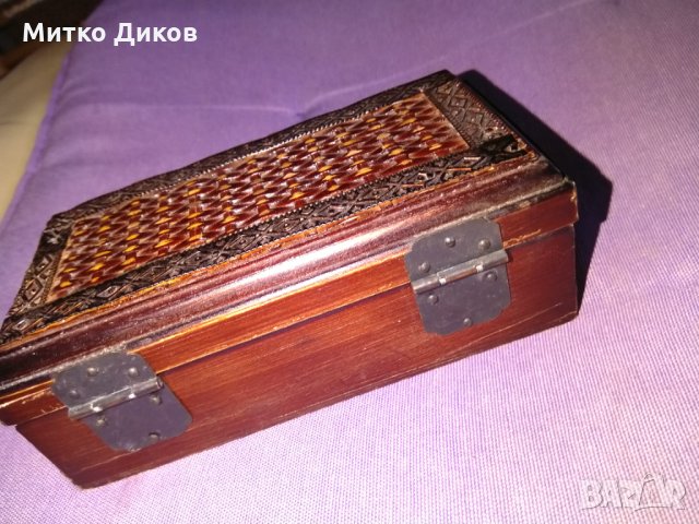 Дървена кутия от соца ръчна изработка с метален обков 140х70х50мм, снимка 3 - Декорация за дома - 34656480