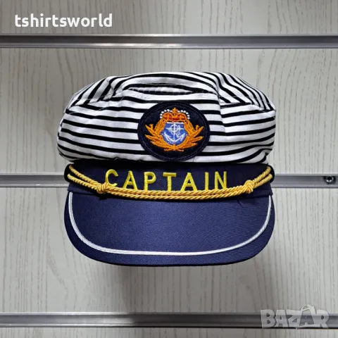 Нова капитанска шапка на райе CAPTAIN с Котва, Унисекс