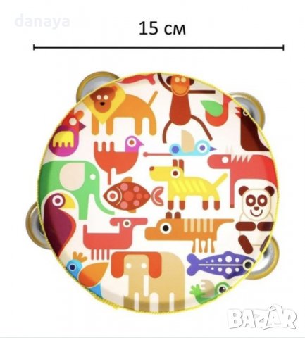 3450 Детски музикален инструмент Дайре, 15 см, снимка 4 - Музикални играчки - 39141325